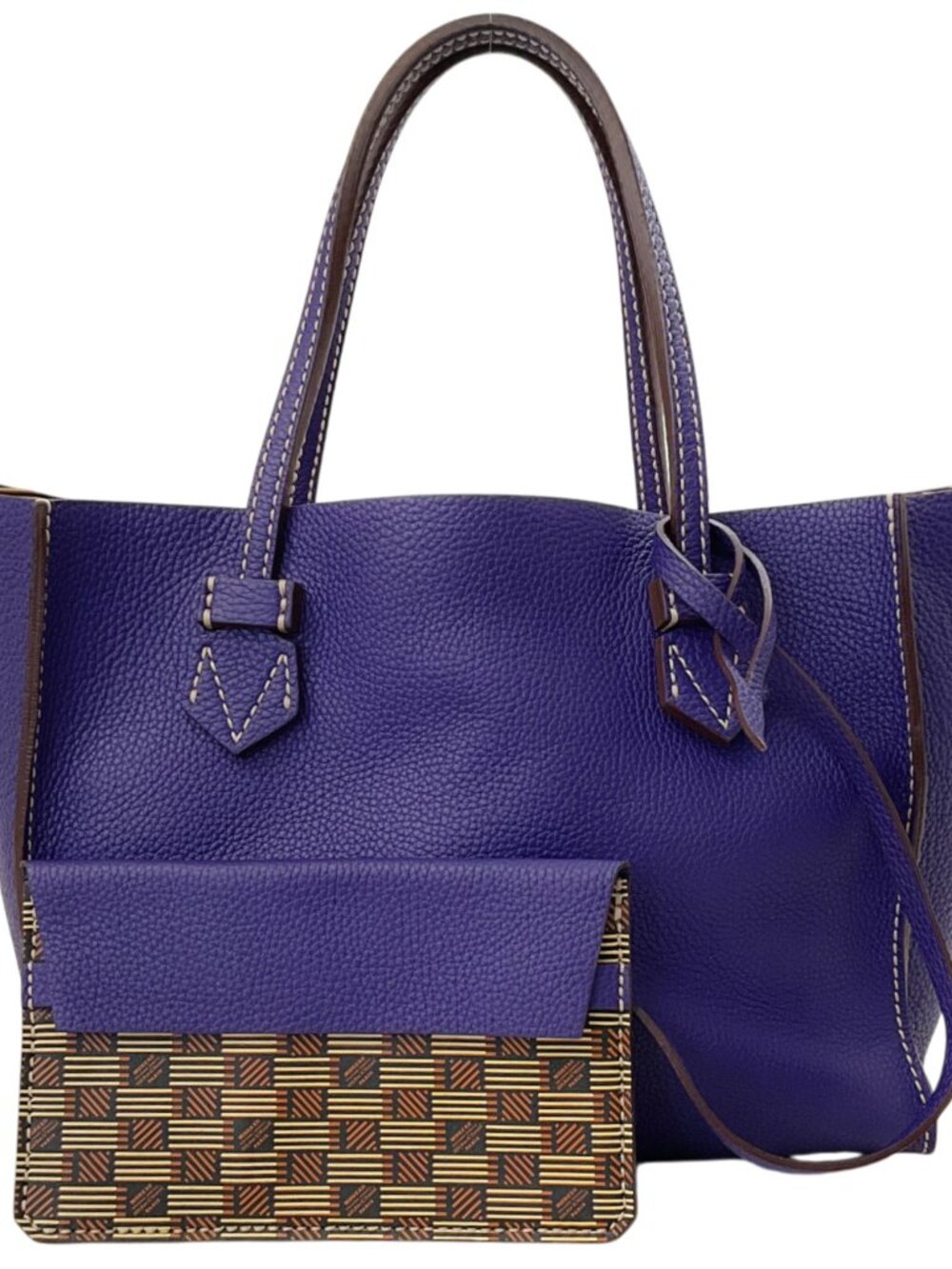 Moreau Paris Purple Calfskin Leather Brégancon Reversible Tote